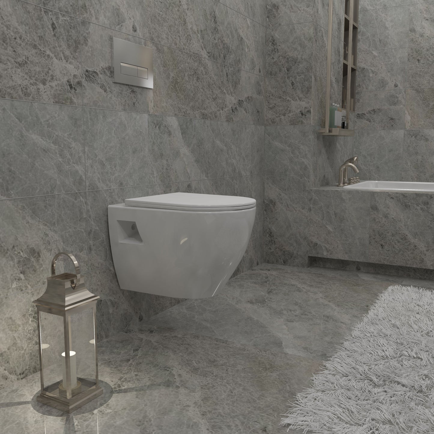 SKY BATHROOM Wall Hung Toilet Round WC Pan With UF Soft Close Seat
