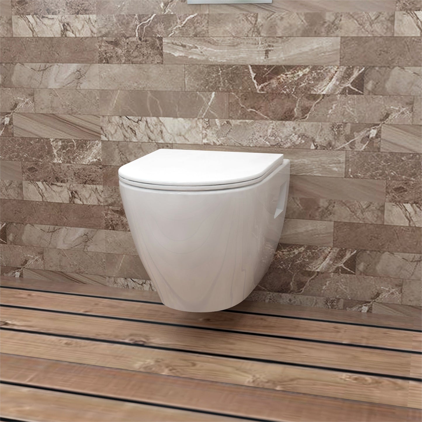 SKY BATHROOM Wall Hung Toilet Round WC Pan With UF Soft Close Seat