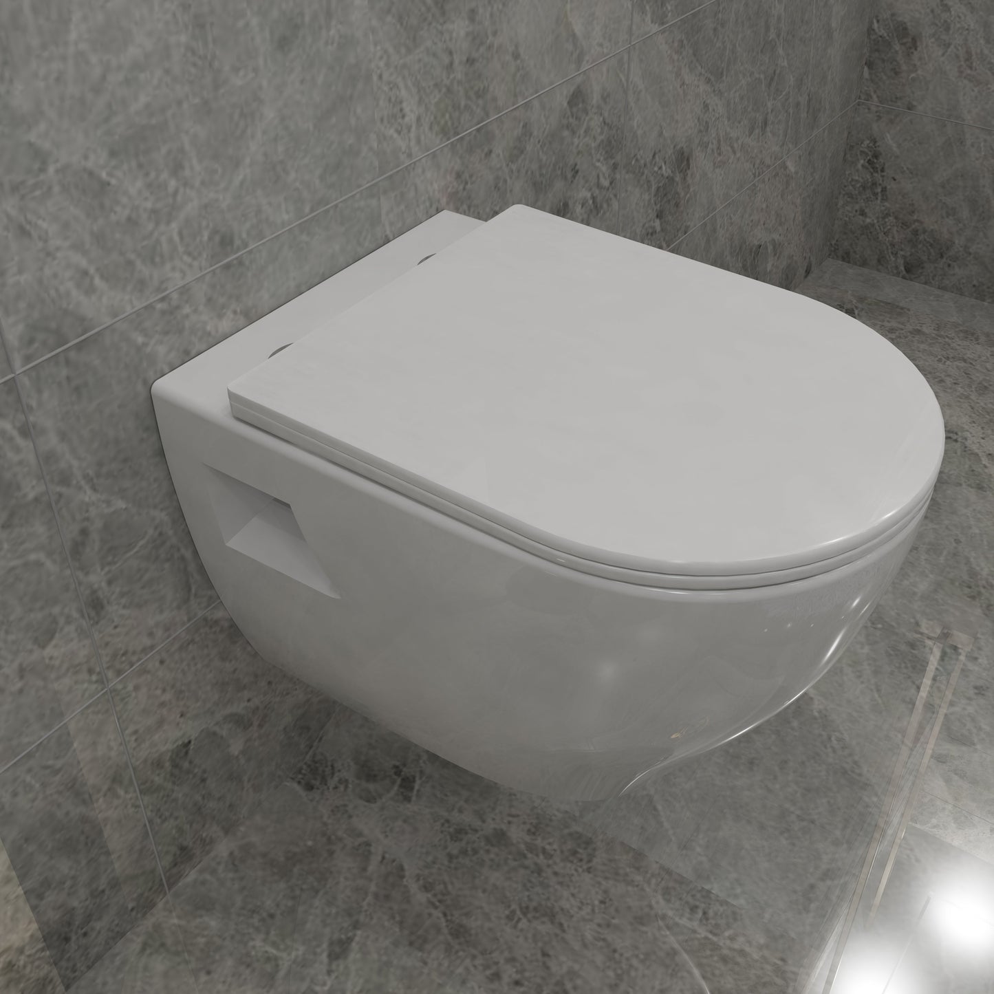 SKY BATHROOM Wall Hung Toilet Round WC Pan With UF Soft Close Seat