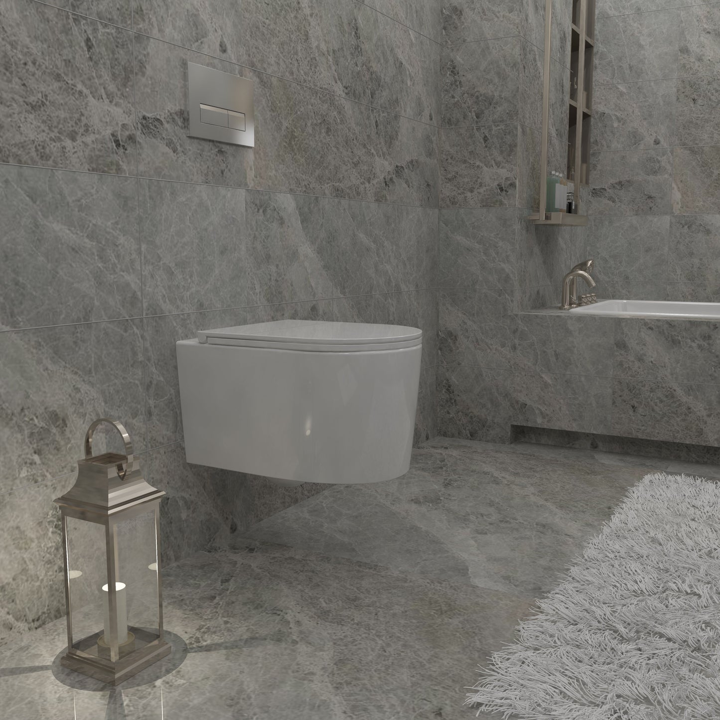 SKY BATHROOM Modern Rimless Wall Hung Toilet WC Pan + UF Soft Close Seat