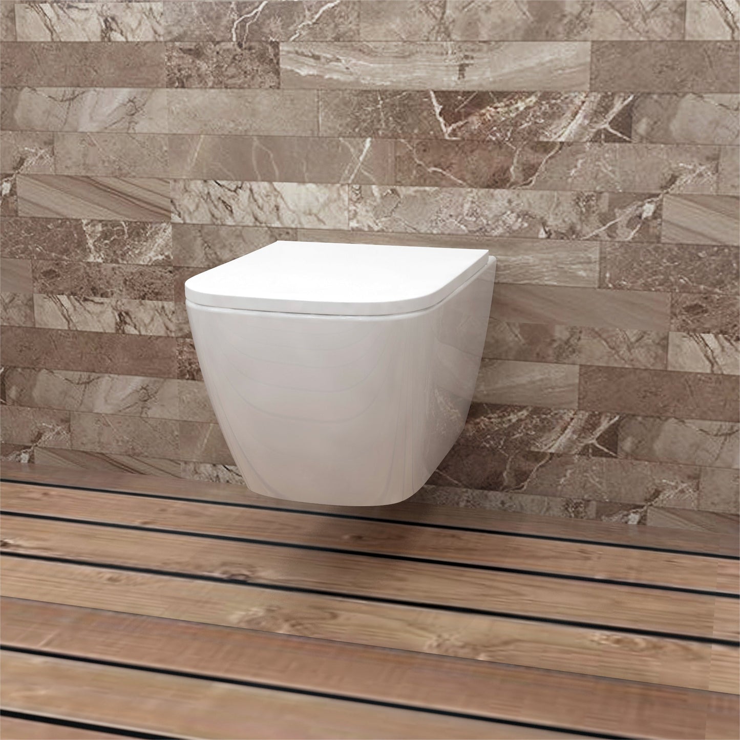 SKY Rimless Wall Hung Toilet UF Soft Close Seat Square WC Pan