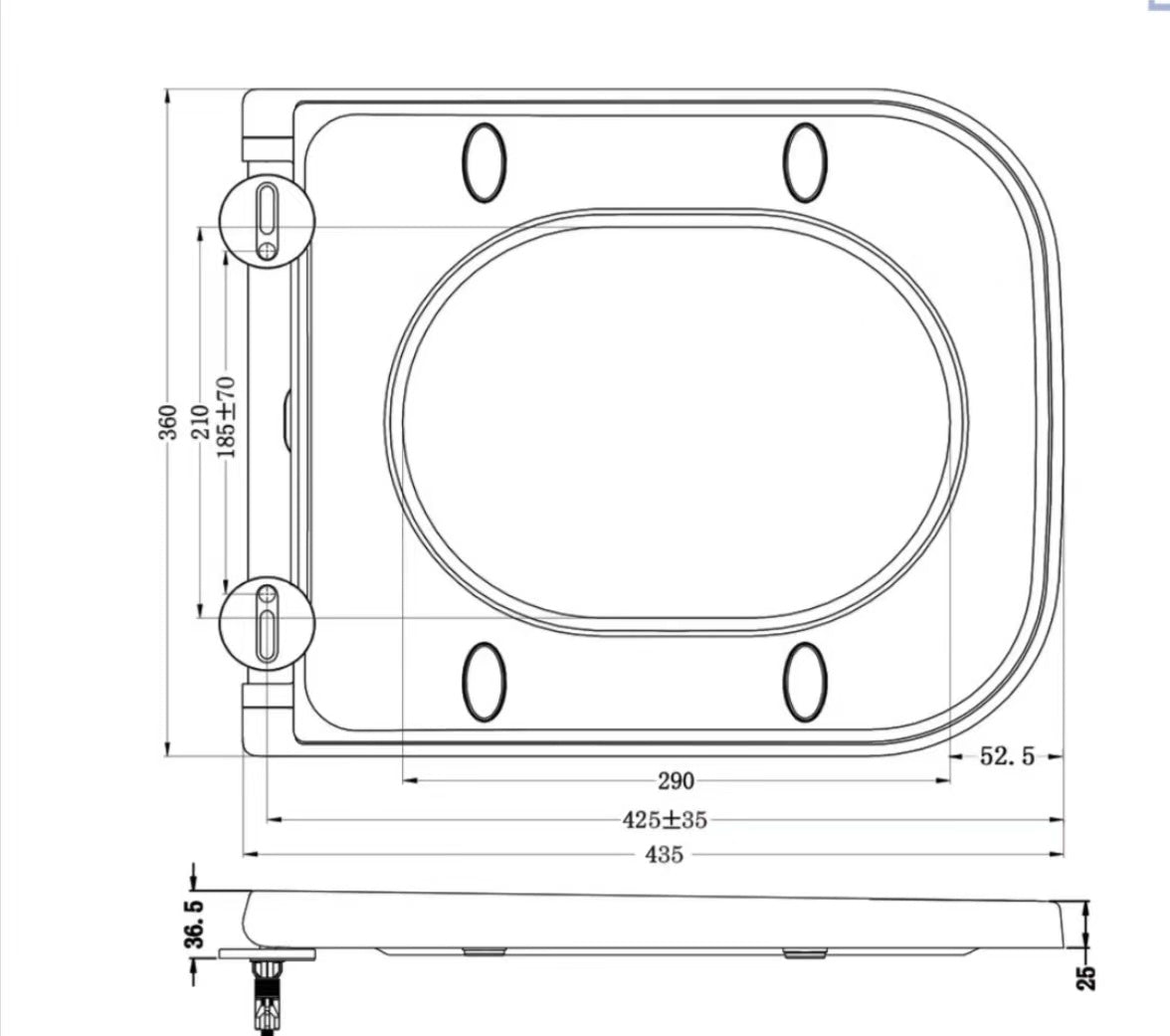 SKY Rimless Wall Hung Toilet UF Soft Close Seat Square WC Pan