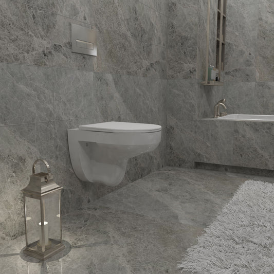 SKY BATHROOM Wall Hung Modern Toilet Pan Cloakroom UF Soft Close Seat Round