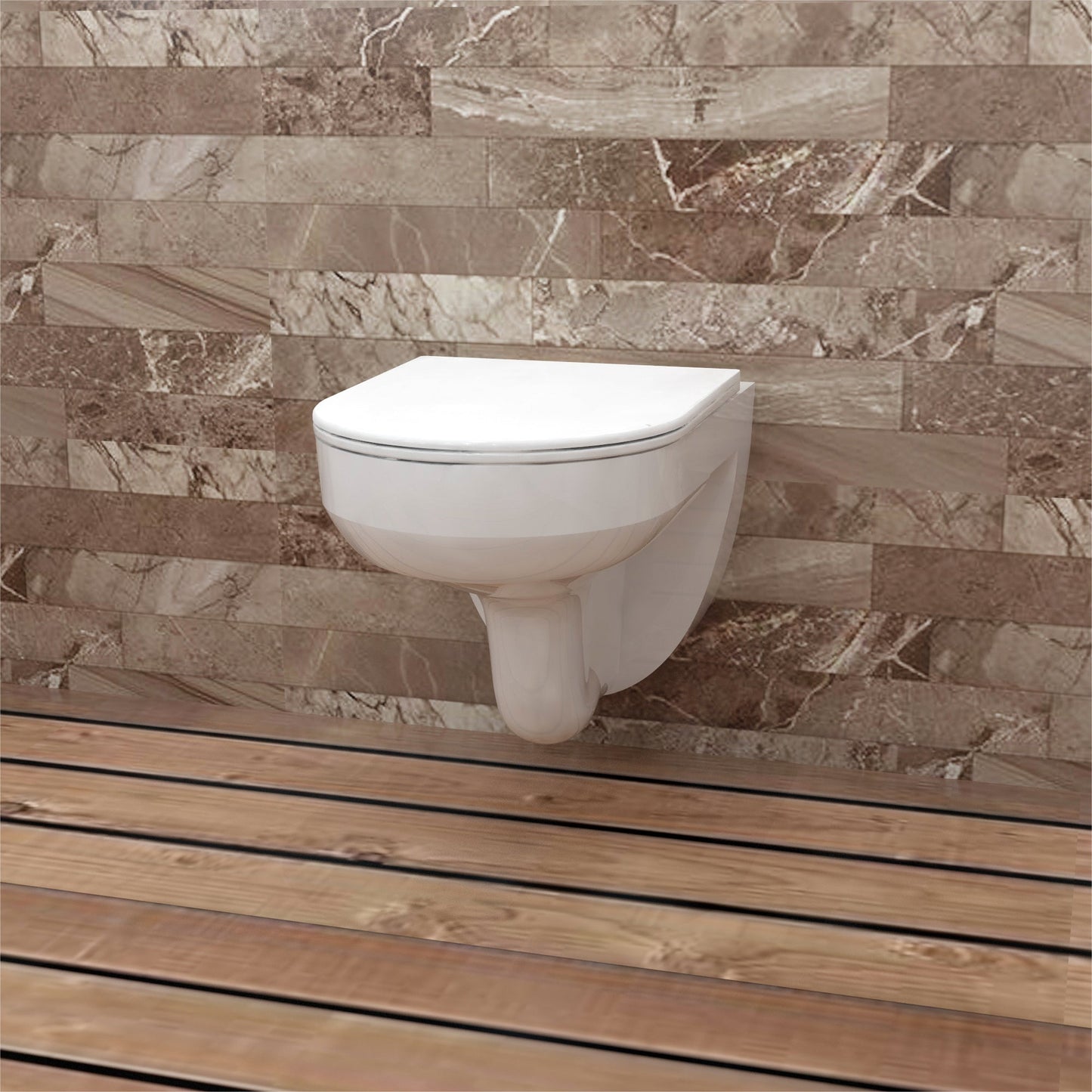 SKY BATHROOM Wall HungToilet Modern Pan Cloakroom UF Soft Close Seat Round