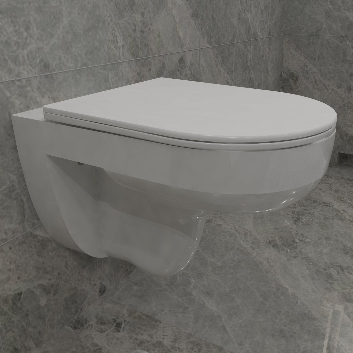 SKY BATHROOM Wall Hung Modern Toilet Pan Cloakroom UF Soft Close Seat Round