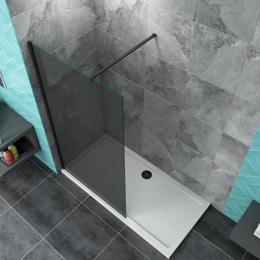 Black Shower Enclosure Door Screen Walk In Wet Room Cubicle Easy Clean Glass 1900mm
