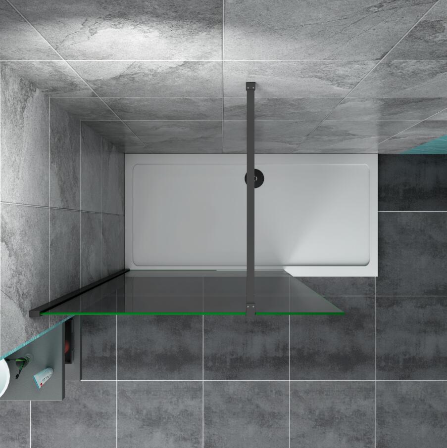 Black Shower Enclosure Door Screen Walk In Wet Room Cubicle Easy Clean Glass 1900mm