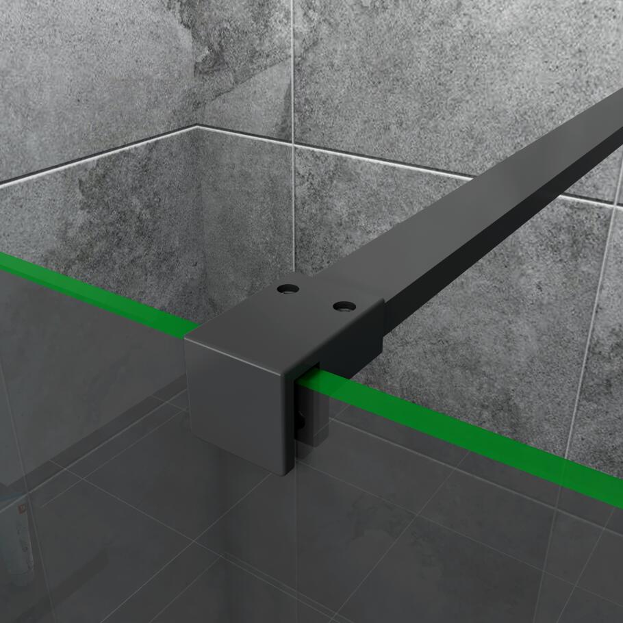 Black Shower Enclosure Door Screen Walk In Wet Room Cubicle Easy Clean Glass 1900mm