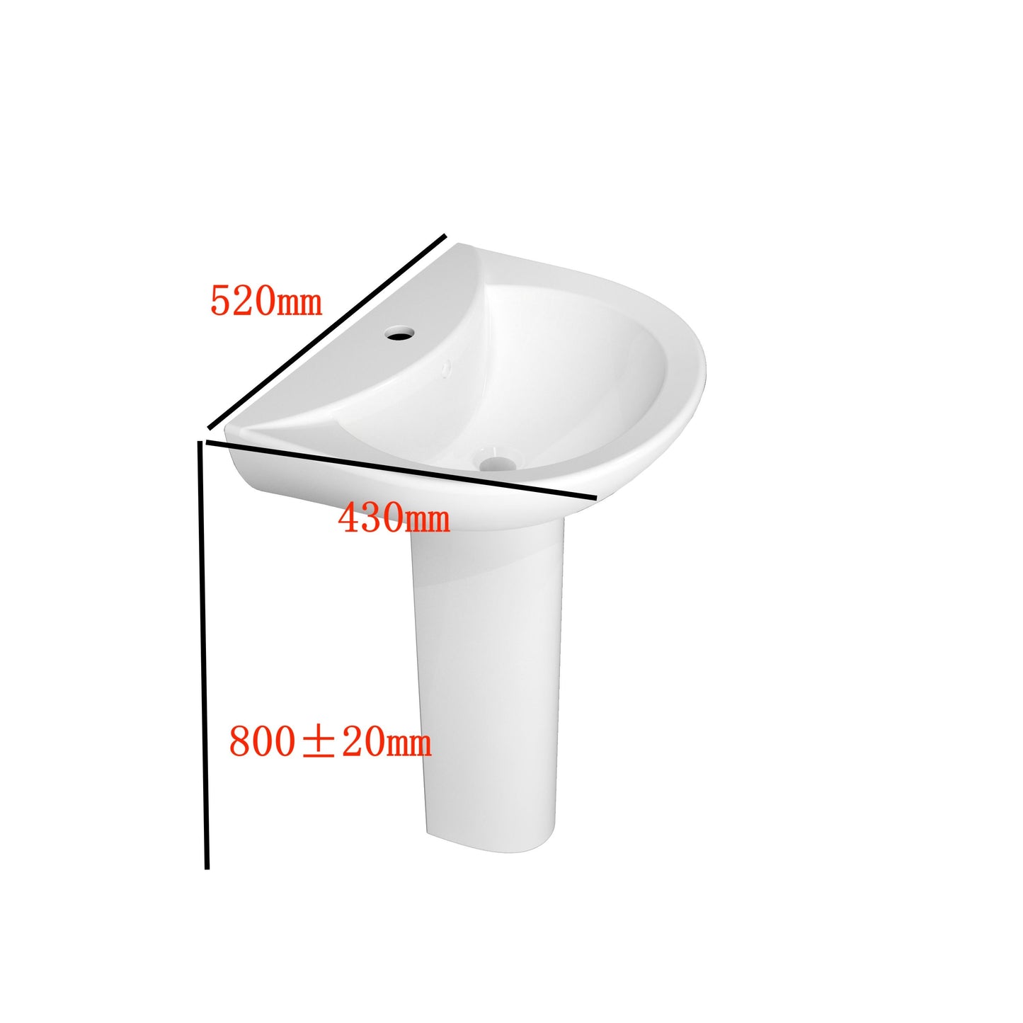 SKY BATHROOM Single Tap Hole Full Floor standing Basin Pedestal Sink