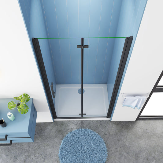 SKY Bathroom black Hinge Shower Bi fold Glass Door