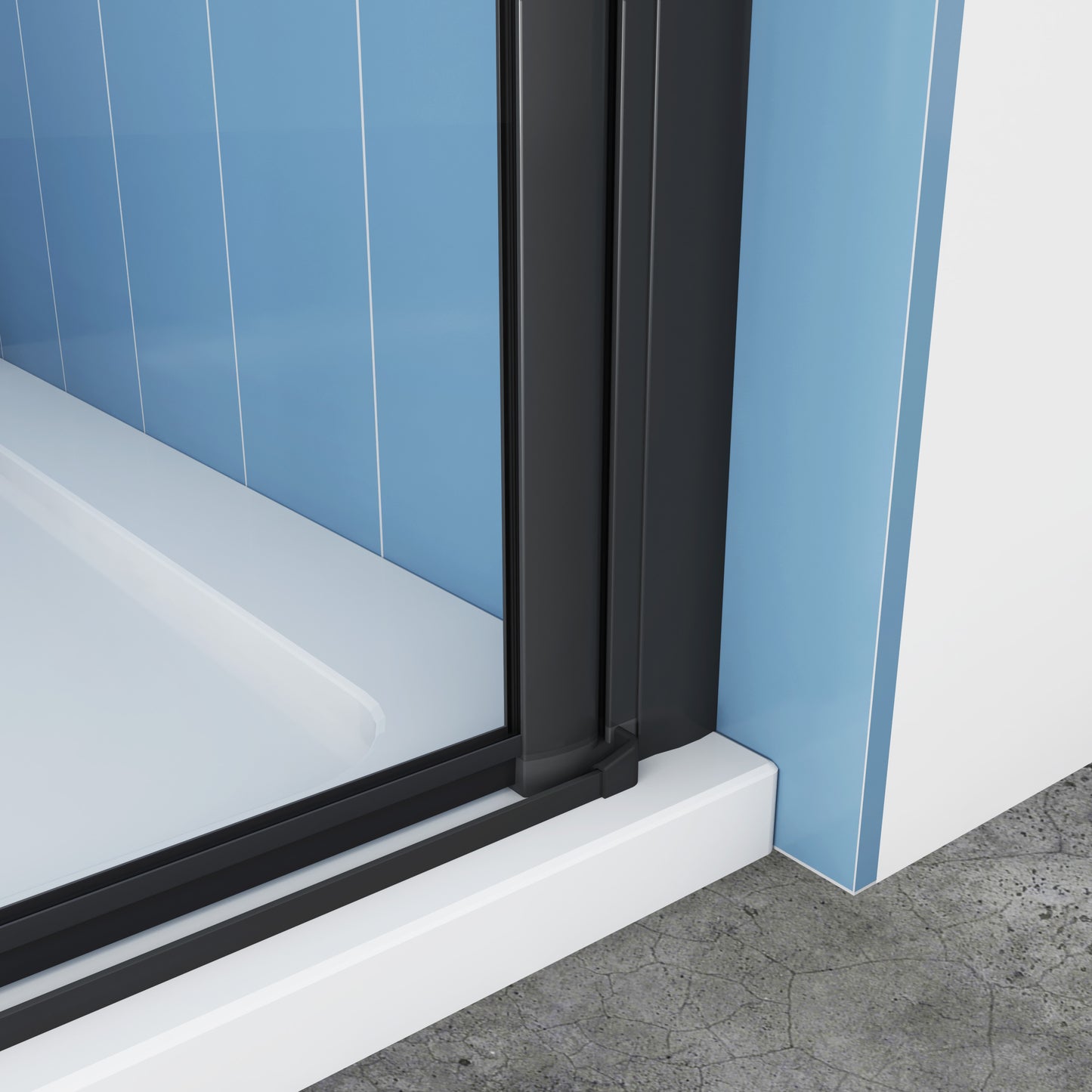 SKY Bathroom black Hinge Shower Bi fold Glass Door
