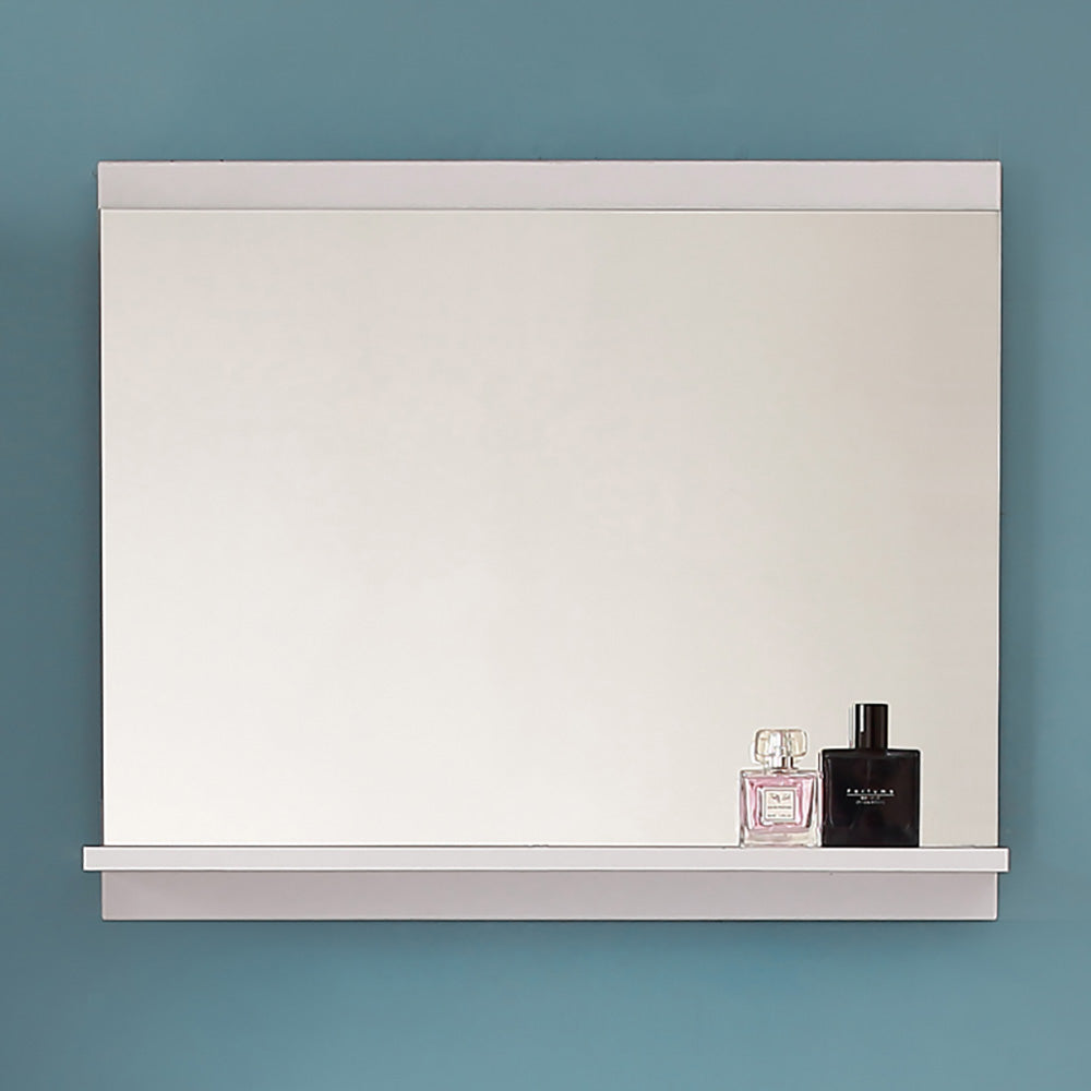 White Bathroom Mirror with Shelf, Wall Mounted Bathroom Mirrors, Hanging Mirror