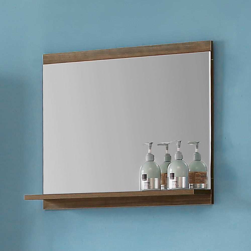 Brown Bathroom Mirror with Shelf, Wall Mounted Bathroom Mirrors, Hanging Mirror