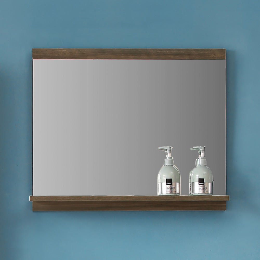 Brown Bathroom Mirror with Shelf, Wall Mounted Bathroom Mirrors, Hanging Mirror