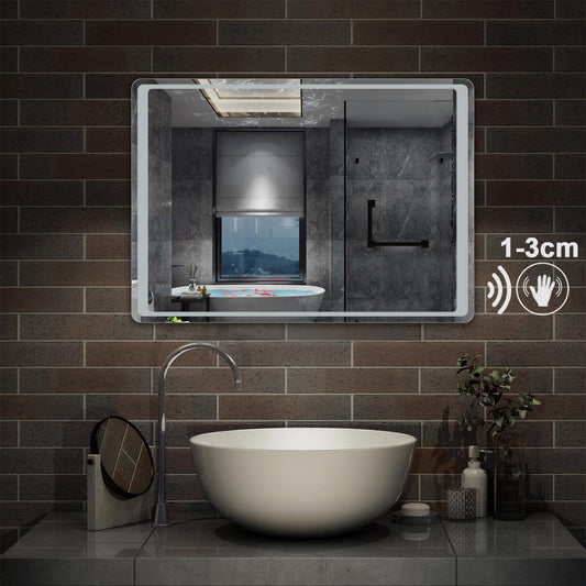 Bathroom Mirror with LED Lights, IR Motion Sensor Switch, Wall Mounted