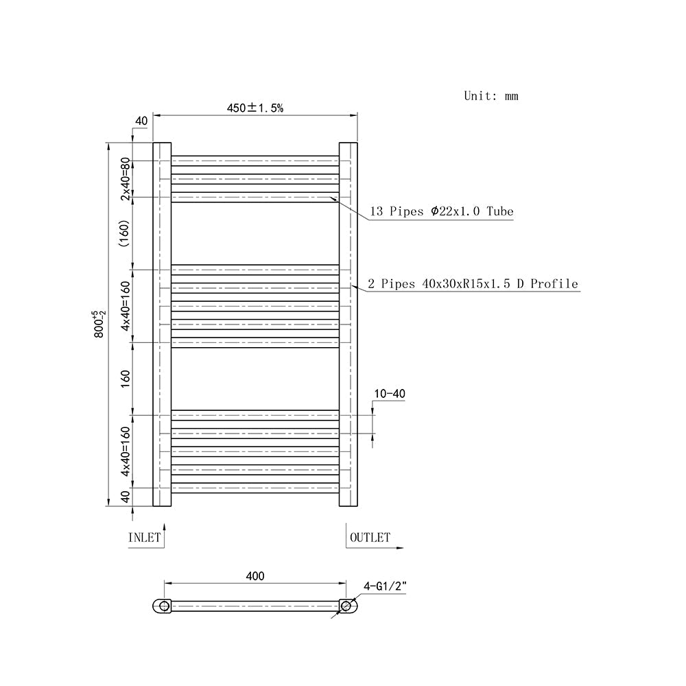 SKY White Straight Central Heating Towel Rail Ladder Radiator Warmer