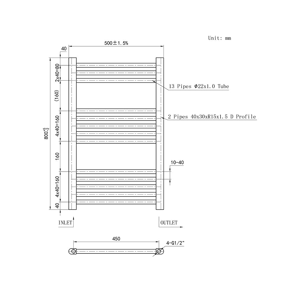 SKY White Straight Central Heating Towel Rail Ladder Radiator Warmer