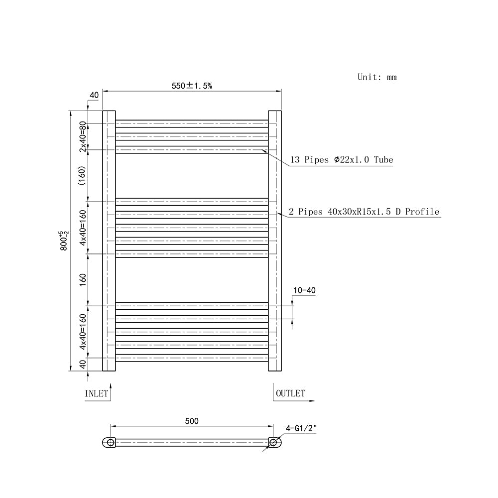 SKY White Straight Central Heating Towel Rail Ladder Radiator Warmer