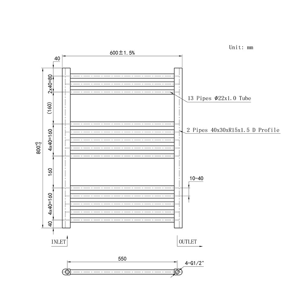 SKY White Straight Central Heating Towel Rail Ladder Radiator Warmer