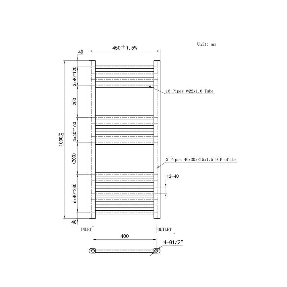 SKY White Straight Central Heating Towel Rail Ladder Radiator Warmer