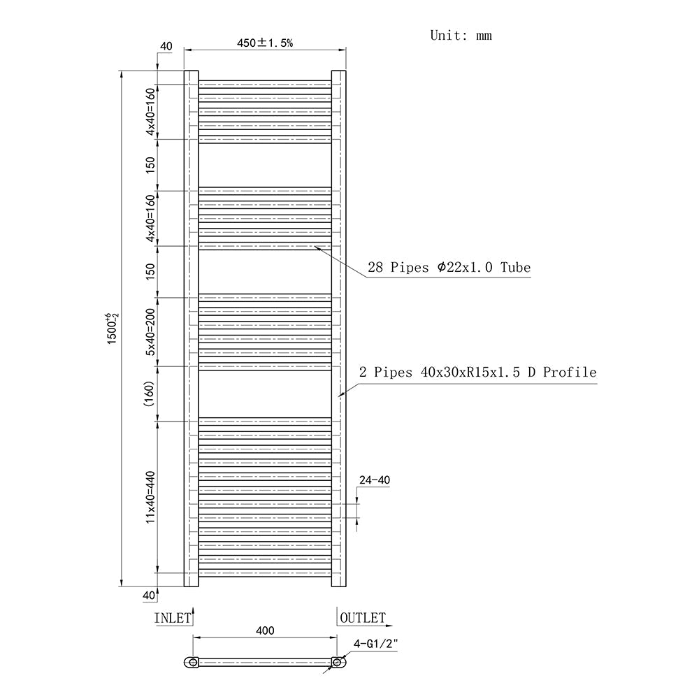 SKY White Straight Central Heating Towel Rail Ladder Radiator Warmer