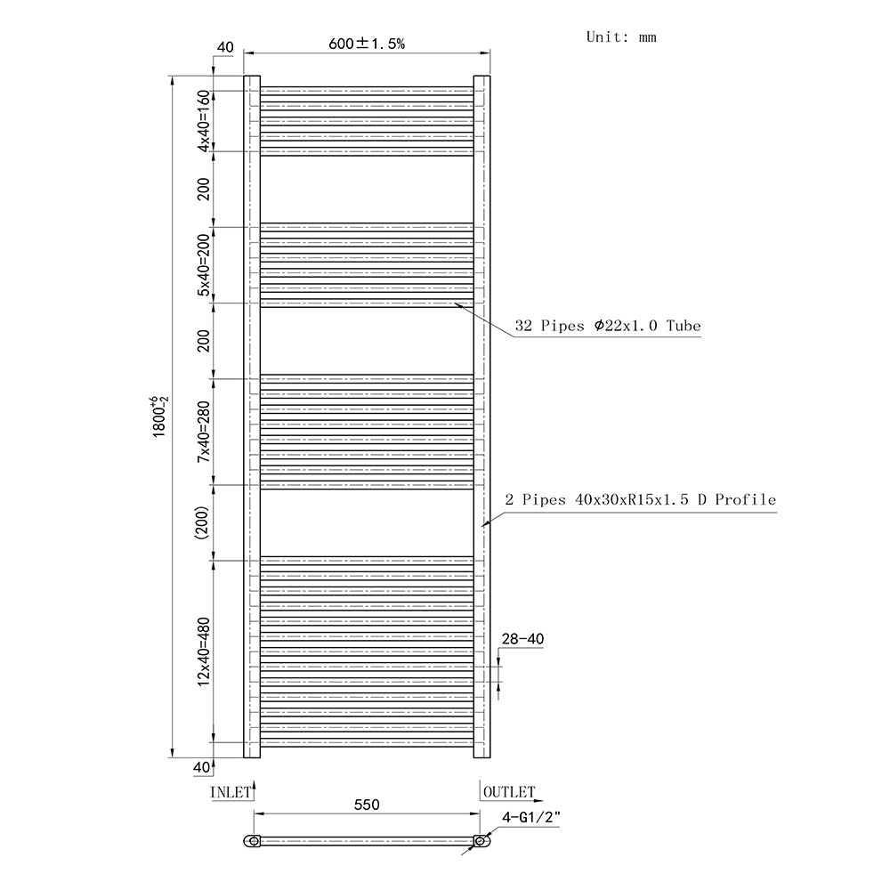 SKY White Straight Central Heating Towel Rail Ladder Radiator Warmer