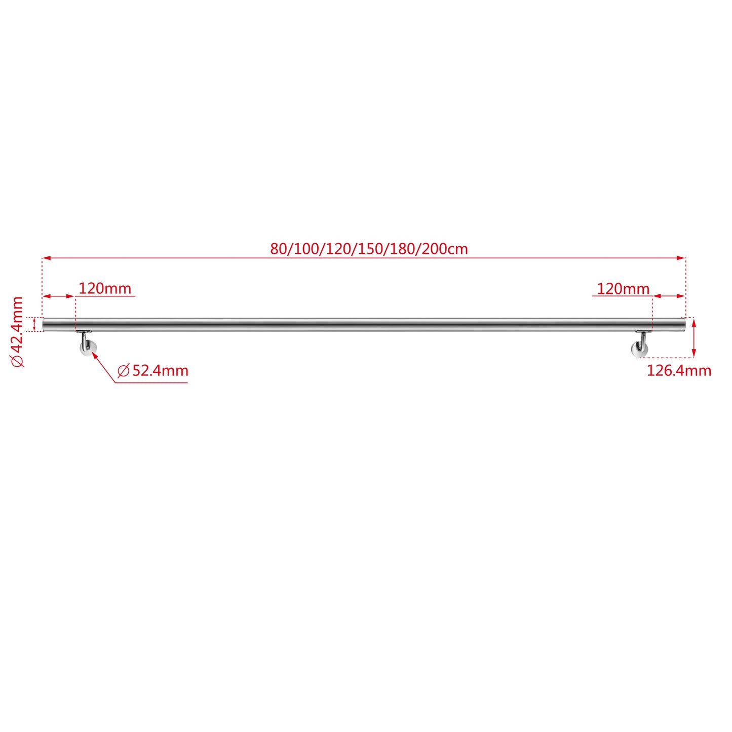 304 Stainless Steel Handrail Stair Steps for Wall Mount Pipe Stair