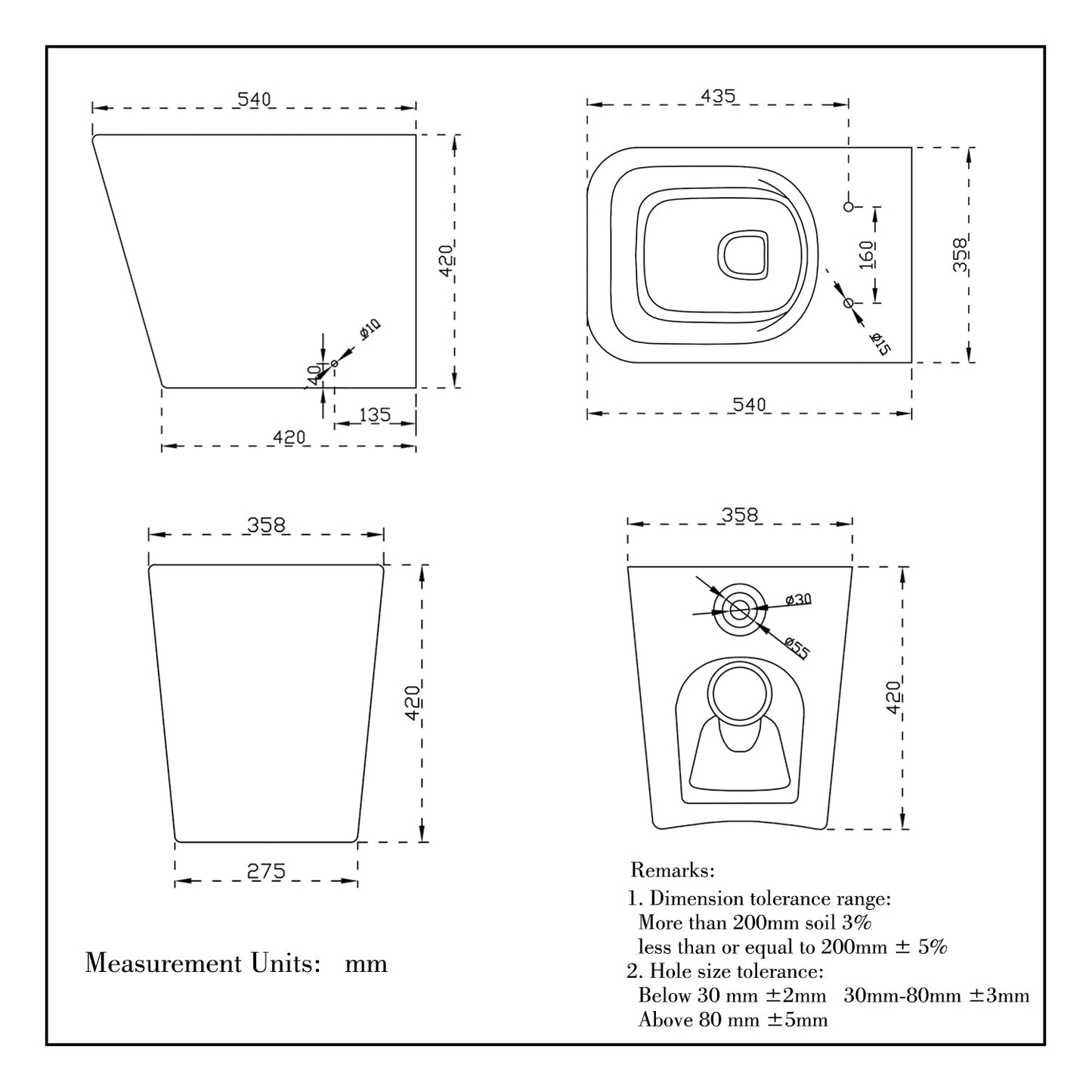 SKY BATHROOM WC Soft Close Seat (UF) BTW Back To Wall Toilet Pan