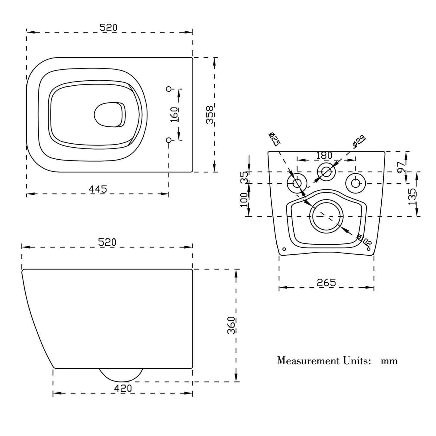 SKY Rimless Wall Hung Toilet UF Soft Close Seat Square WC Pan