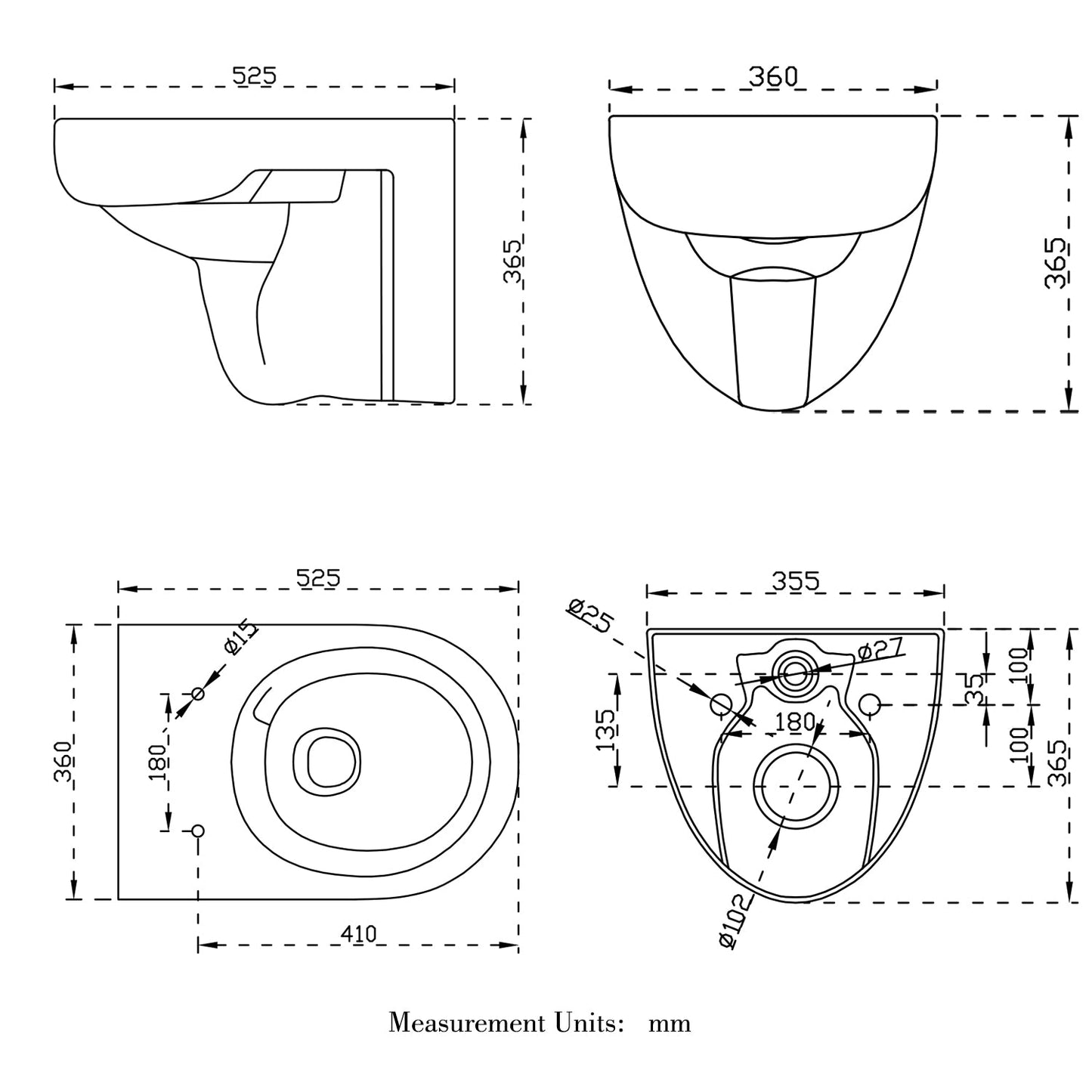 SKY BATHROOM Wall Hung Modern Toilet Pan Cloakroom UF Soft Close Seat Round