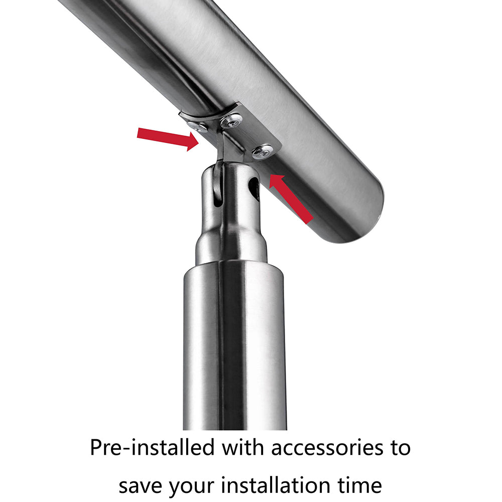 SKY Stainless Steel handrail with 3 crossbars Balustrade Stairs Outdoor Indoor
