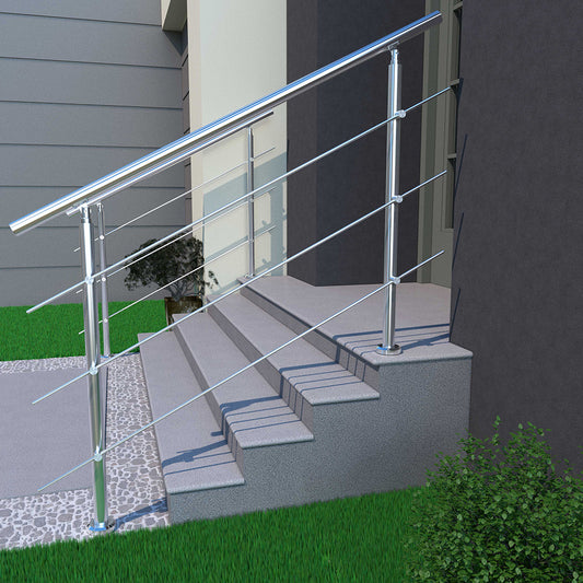 SKY Stainless Steel handrail with 3 crossbars Balustrade Stairs Outdoor Indoor