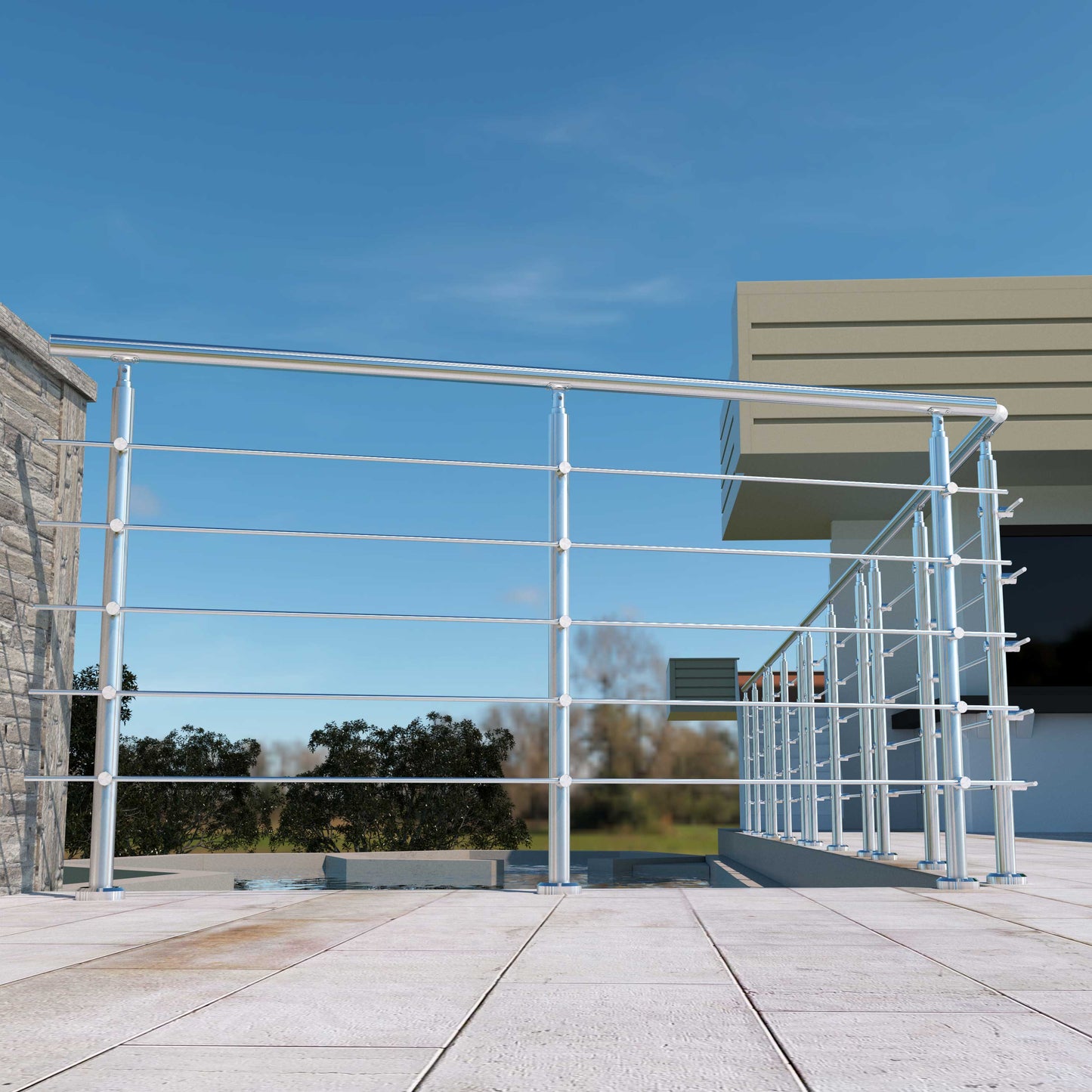SKY 5 crossbars Balustrade Stairs Stainless Steel handrail
