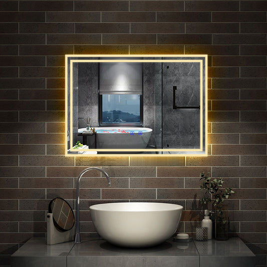 SKY LED Bathroom Mirror with Demister Pad and Bluetooth 3 Colors Dimming Function
