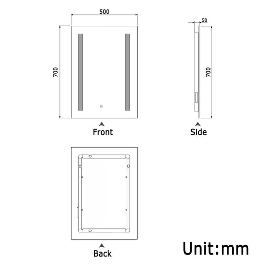 SKY Bathroom LED Mirror with Shaver Socket, Dimmable