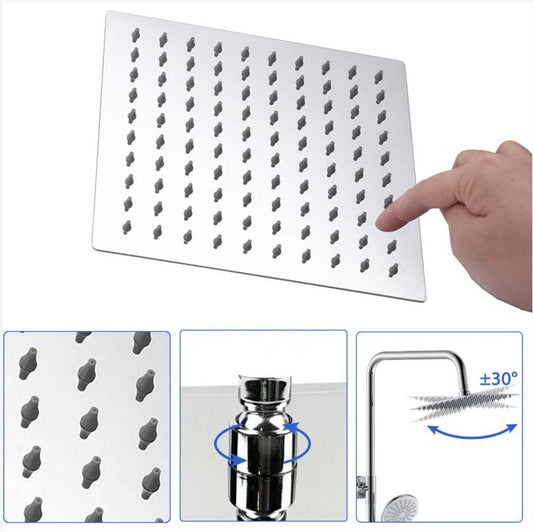 Thermostatic Bath Shower Mixer Chrome & Black Set