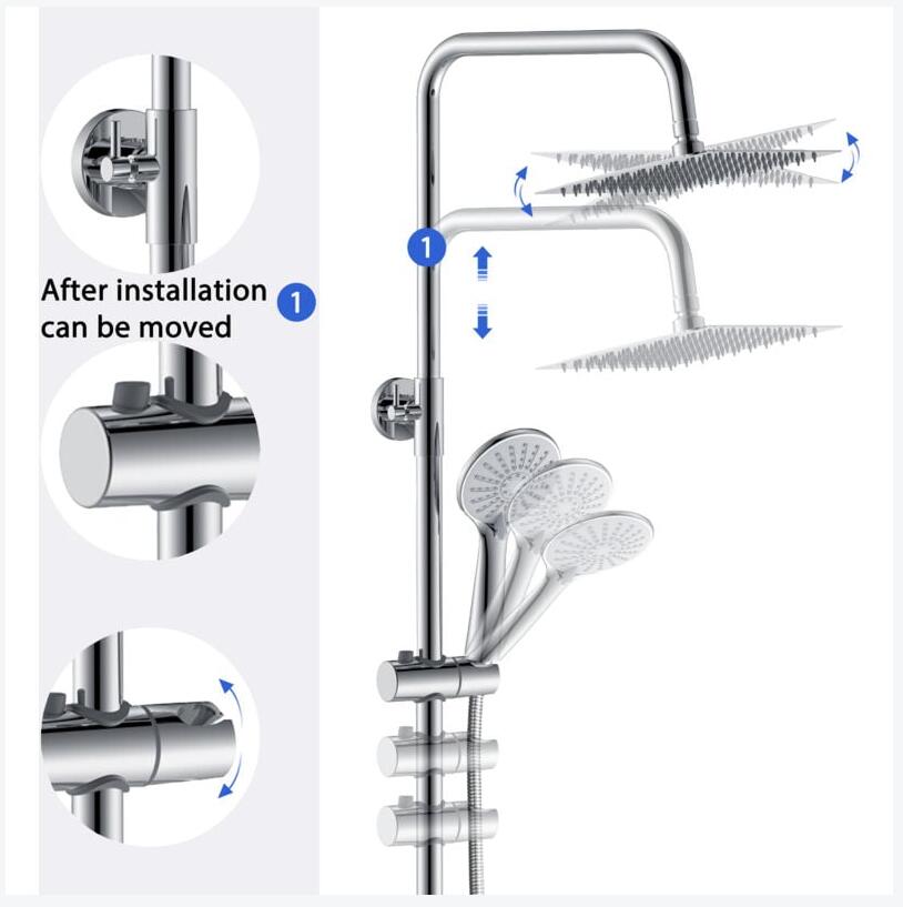 Thermostatic Bath Shower Mixer Chrome & Black Set
