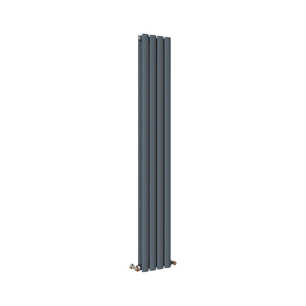 Sky Bathroom White/Anthracite/Black Oval Column Tall Vertical Central Heating Radiator