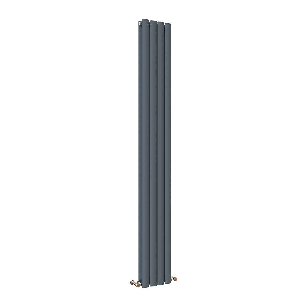 Sky Bathroom White/Anthracite/Black Oval Column Tall Vertical Central Heating Radiator