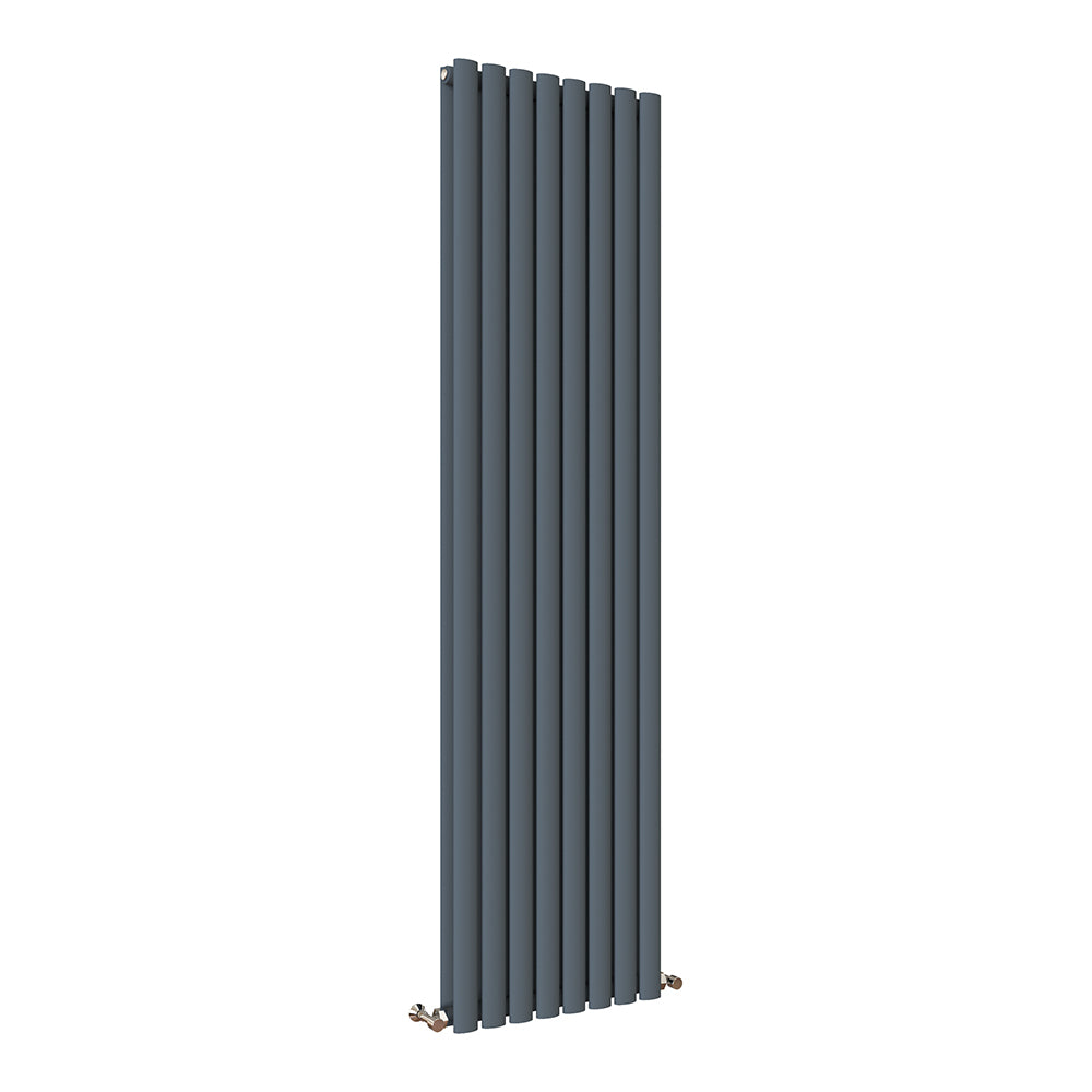 Sky Bathroom White/Anthracite/Black Oval Column Tall Vertical Central Heating Radiator