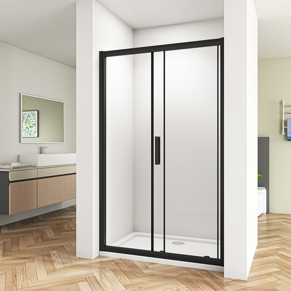 Black Sliding Shower Enclosure Door Side Panel NANO Glass