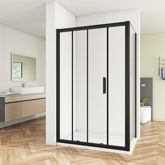 Modern shower enclosure with black frame in a bathroom setting-2