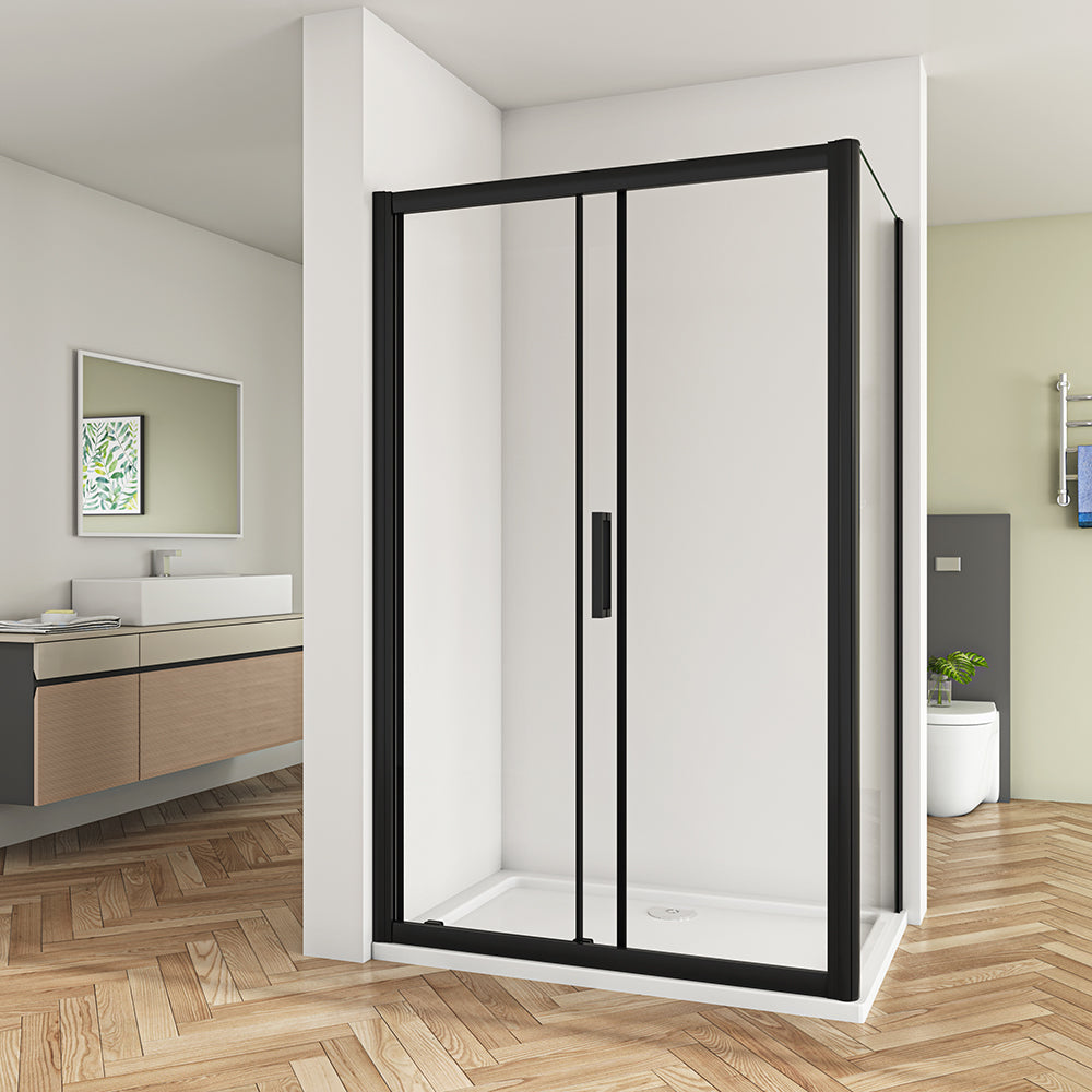 Black Sliding Shower Enclosure Door Side Panel NANO Glass