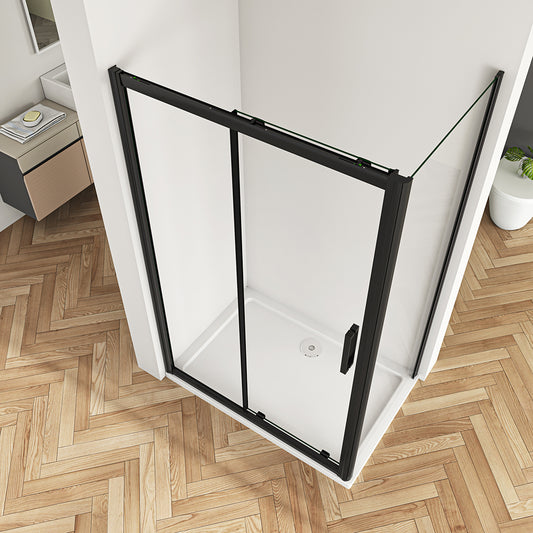Sliding Black Shower Door Side Panel 100/110/120/140x195cm