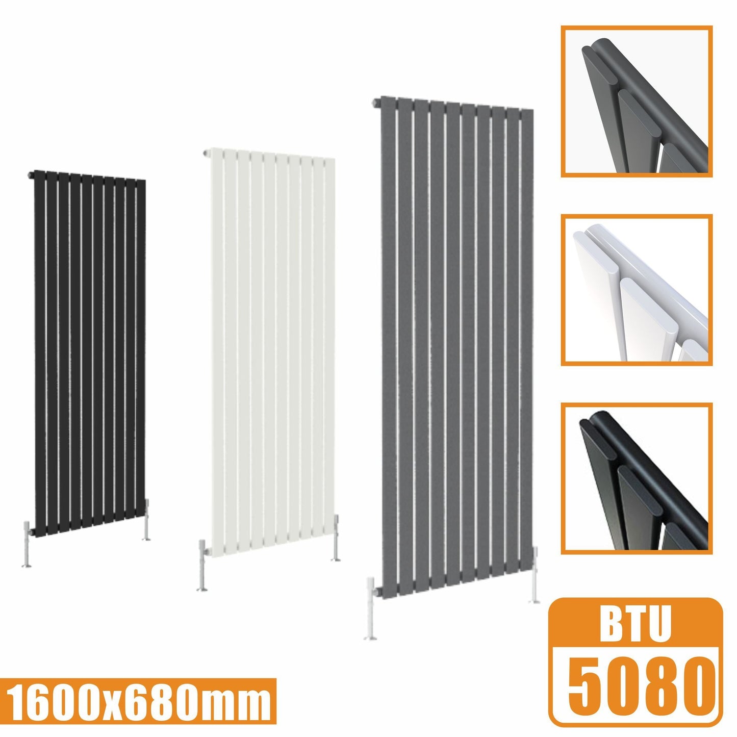 Designer Radiators,Vertical,Tall,Flat Panel,Single 1600x680mm SKY