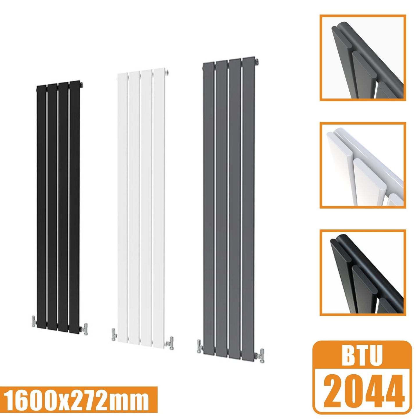 Designer Radiators,Vertical,Tall,Flat Panel,Single 1600x272mm SKY
