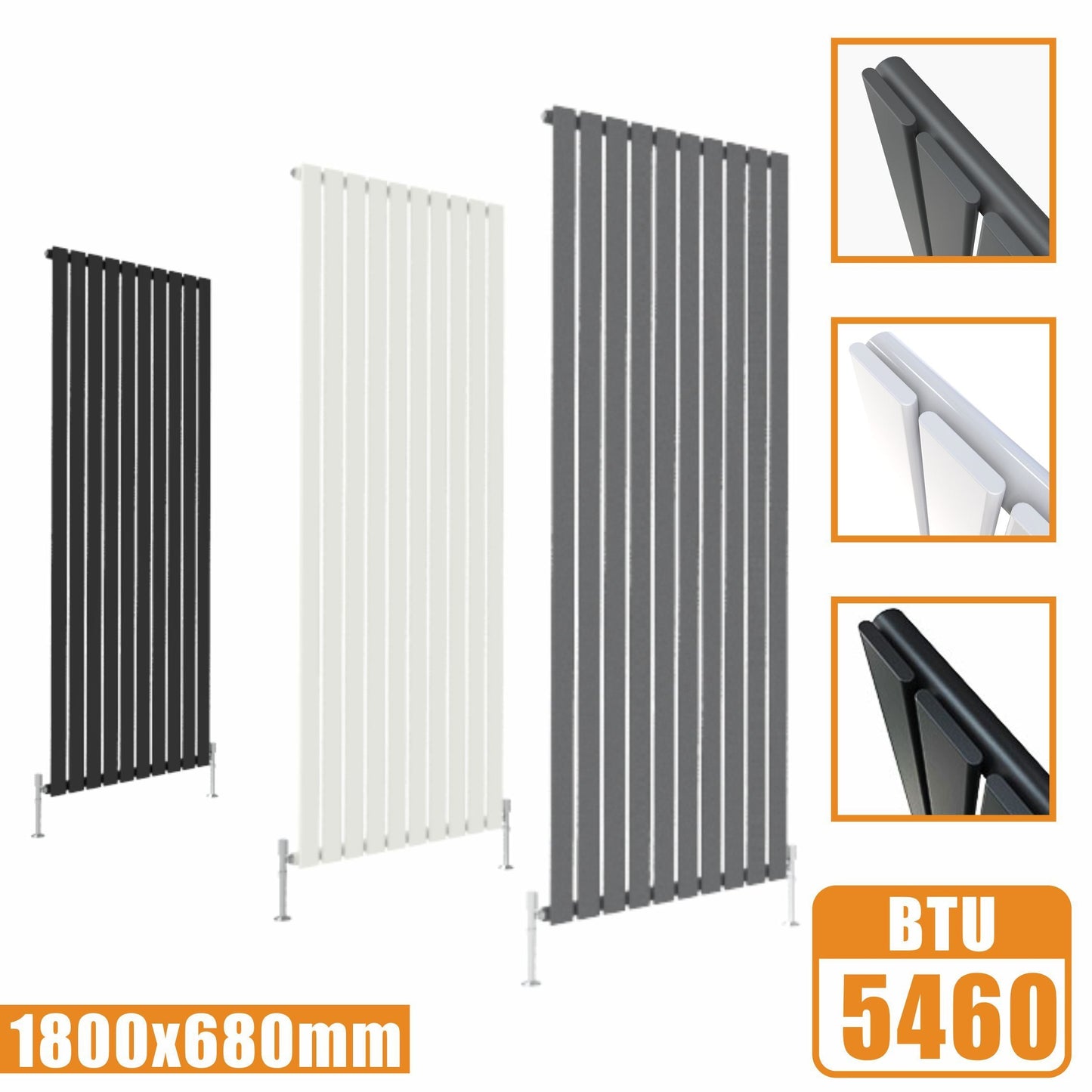 Designer Radiators,Vertical,Tall,Flat Panel,Single 1800x680mm SKY