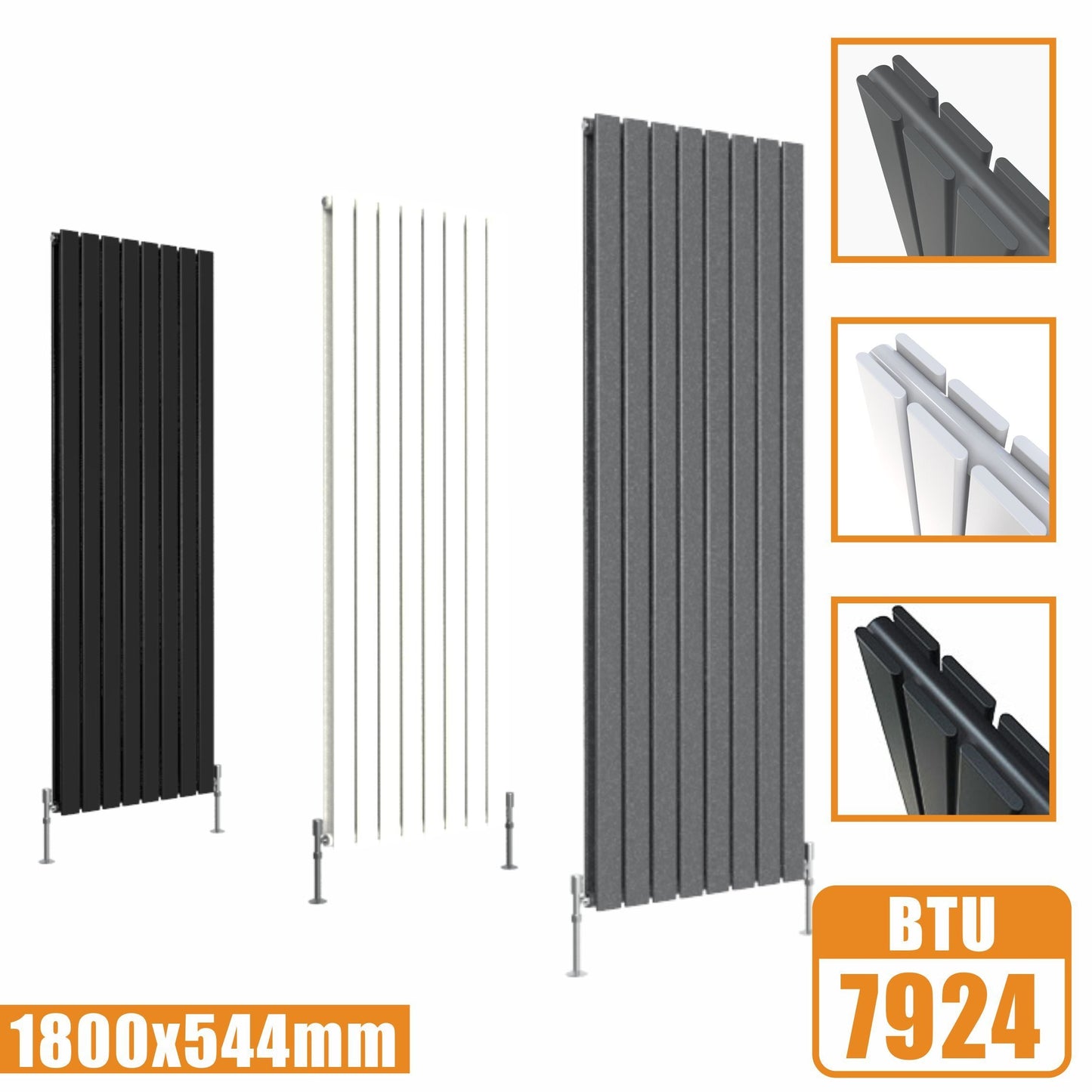 Designer Radiators,Vertical,Tall,Flat Panel,Double 1800x544mm SKY