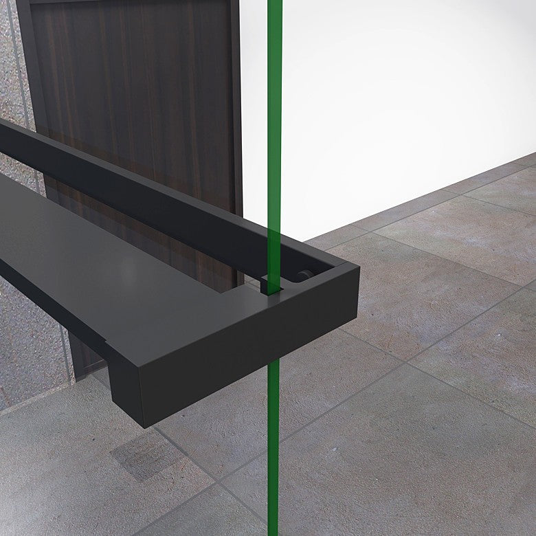 Walk In Shower Enclosure 8mm Glass Panel Black Towel Rail Rack