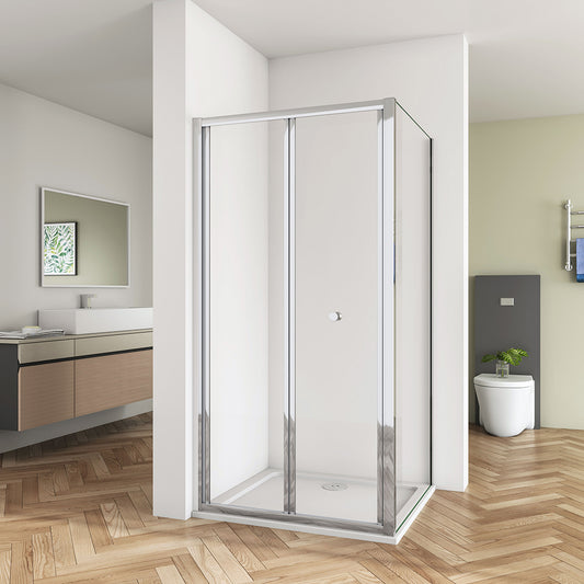 SKY Bathroom Glass Bi Fold Shower Door + Screen Panel